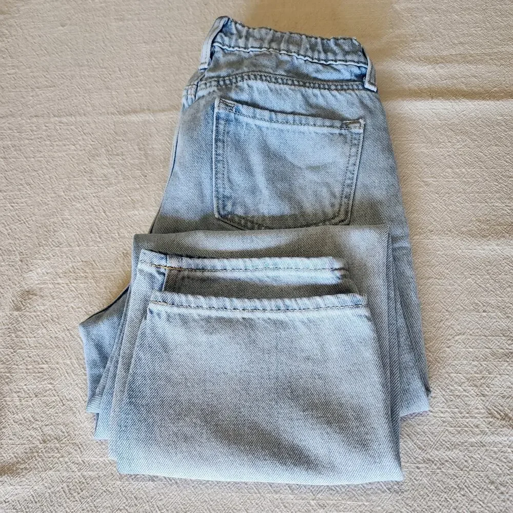 Kids Old Navy Jeans High Rise Slouchy Straight Fit Faded Blue Girls Size 12